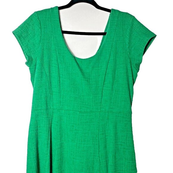 ANTHROPOLOGIE MAEVE GREEN FIT & FLARE NOVA TEXTURED DRESS SZ L NWT SHORT SLEEVE - Picture 3 of 11